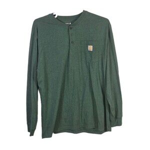 Carhartt Long Sleeve Mens XXL Green Loose Fit 1/4 Button Up Shirt